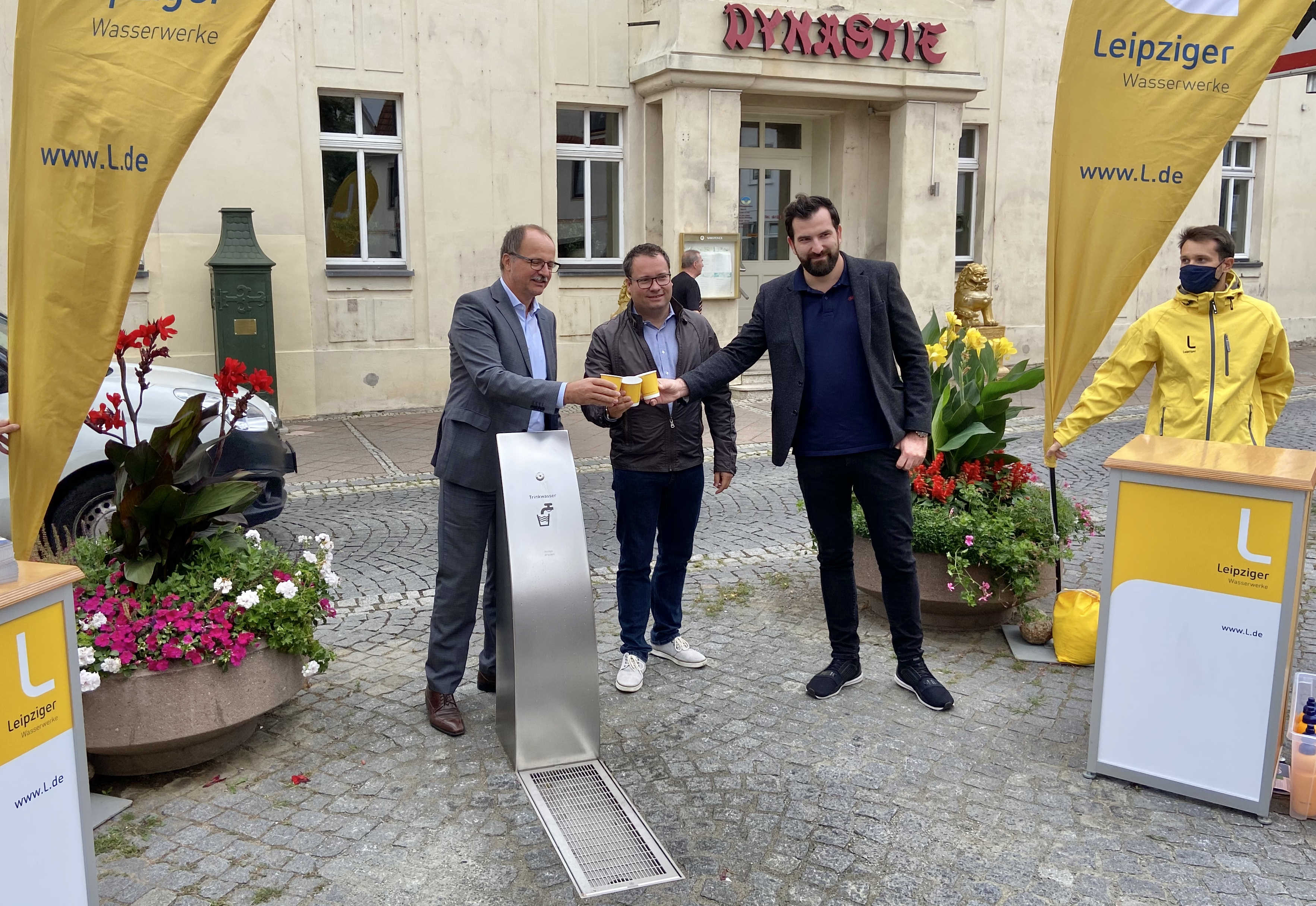 Trinkbrunnen Trinkwasserbrunnen Marktplatz Taucha